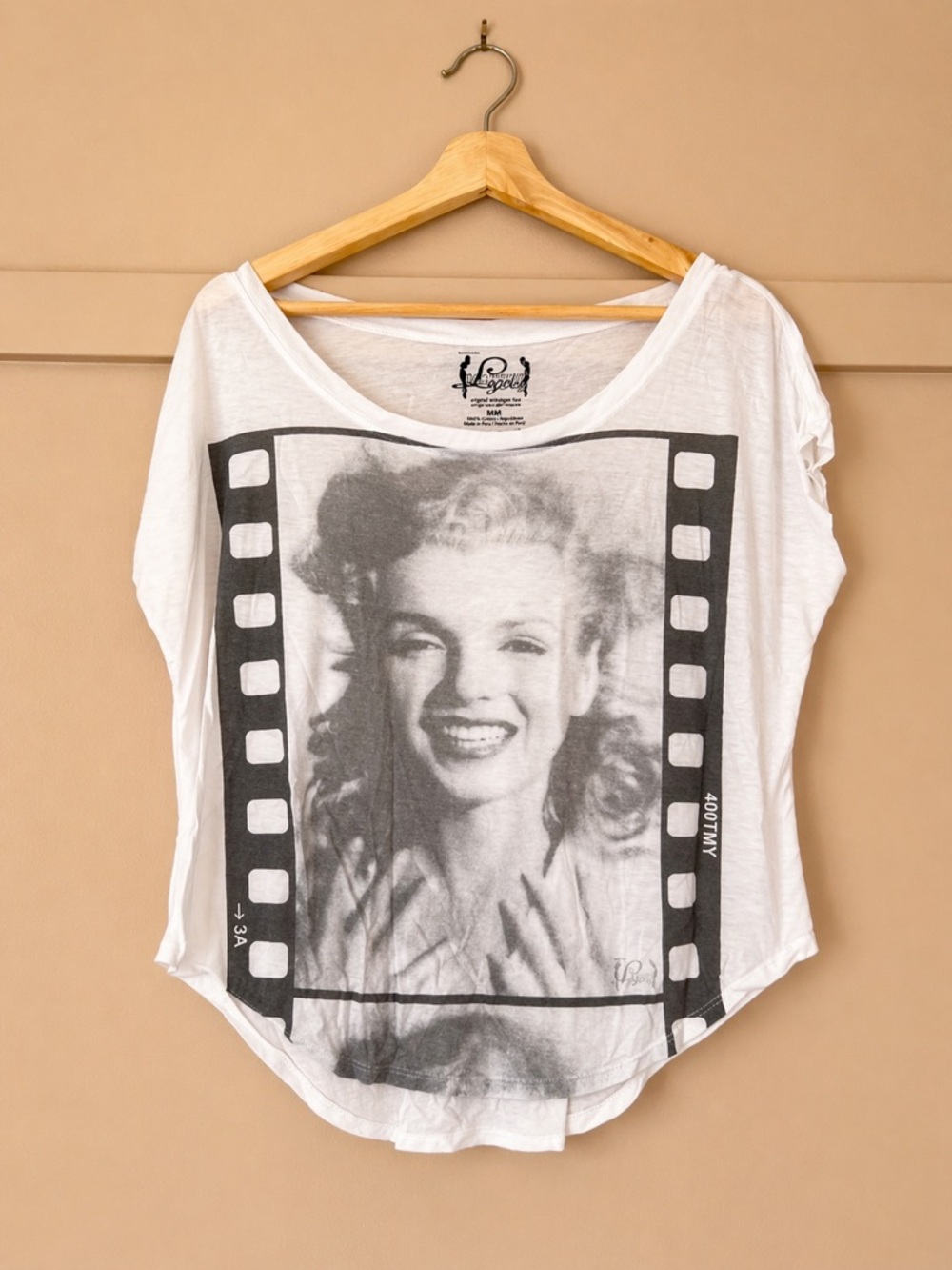 ✨2/$12✨- Marilyn Monroe Film Strip Graphic Tee | White Dolman Style | Size M
